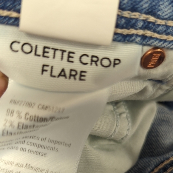 Paige Colette Crop Flare Leg Denim Jeans Blue 25 hipster y2k casual basic - Picture 7 of 10